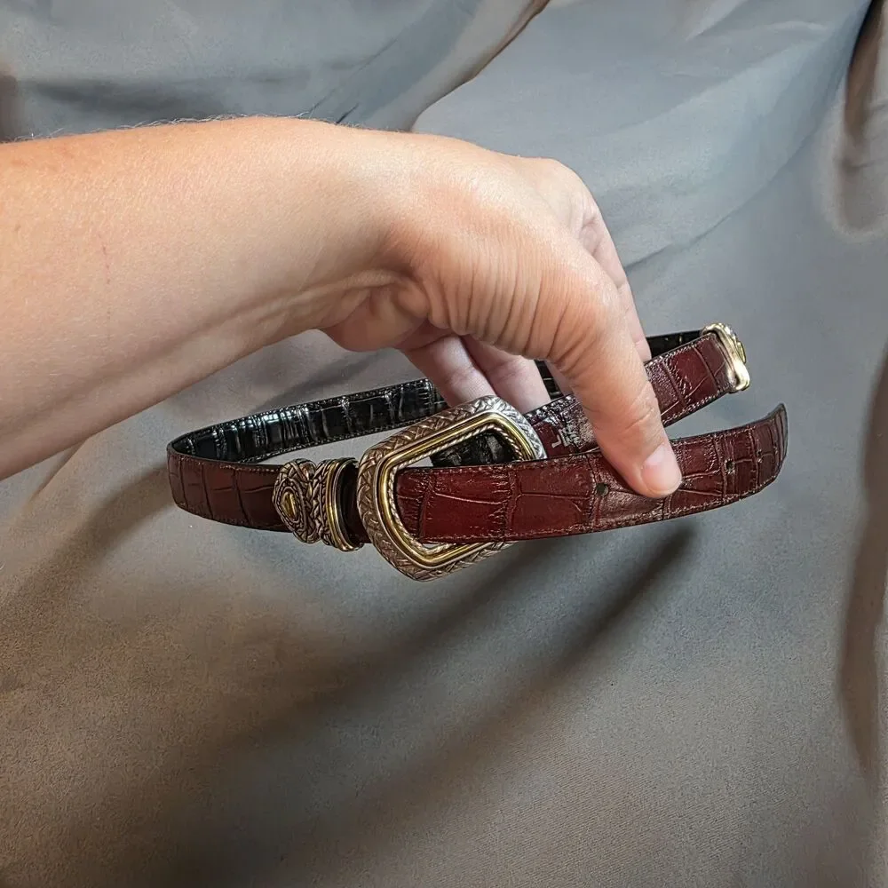 Brighton Womens Belt 40210 Black Brown Leather Reversible LARGE 34